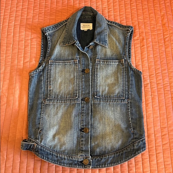 McGuire Denim Abby Rose Sleeveless Vest Button Closure light/med wash size XS - Picture 11 of 15